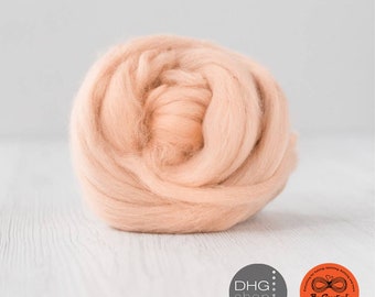 100g Extra Fine Merino Roving Wool Peach Coral Pink for Wet Nuno Needle Felting Spinning Weaving Knitting, Color Flamingo