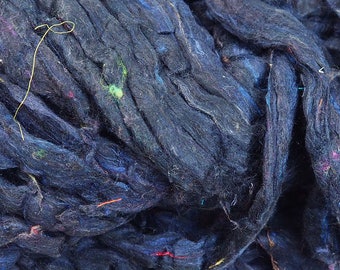 50g Sari Silk Sliver Black Blue Pink for Wet Felting, Nuno Felting, Spinning