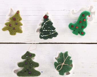 Plastic Templates For Needle Felting – DIY Chrismas Tree Decoration Templates - Christmas Tree Templates Set - DIY Christmas Ornaments Kit