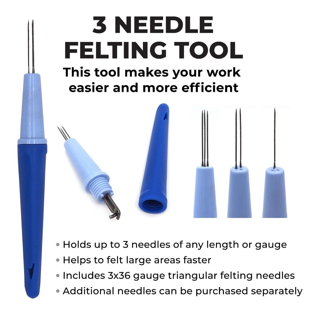 Imzay Needle Felting 3 Size 18 Needles Tool Sewing Needles Solid Wood  Handle Wool Fleting Tools With Bottle DIY Sewing Package