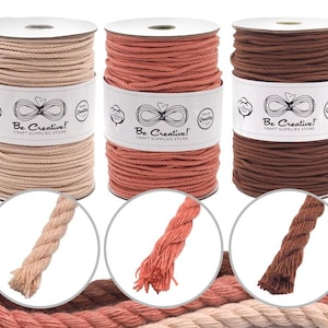 4mm 3-Ply Cotton Macramé Rope Brown Palette – 150m (492ft) Cord for Wall Hangings, Plant Hangers, Weaving, Boho Décor & DIY Crafts
