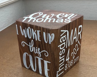 Baby Brag Gift, Wood Block, Personalized Baby Stats, New Baby Gift