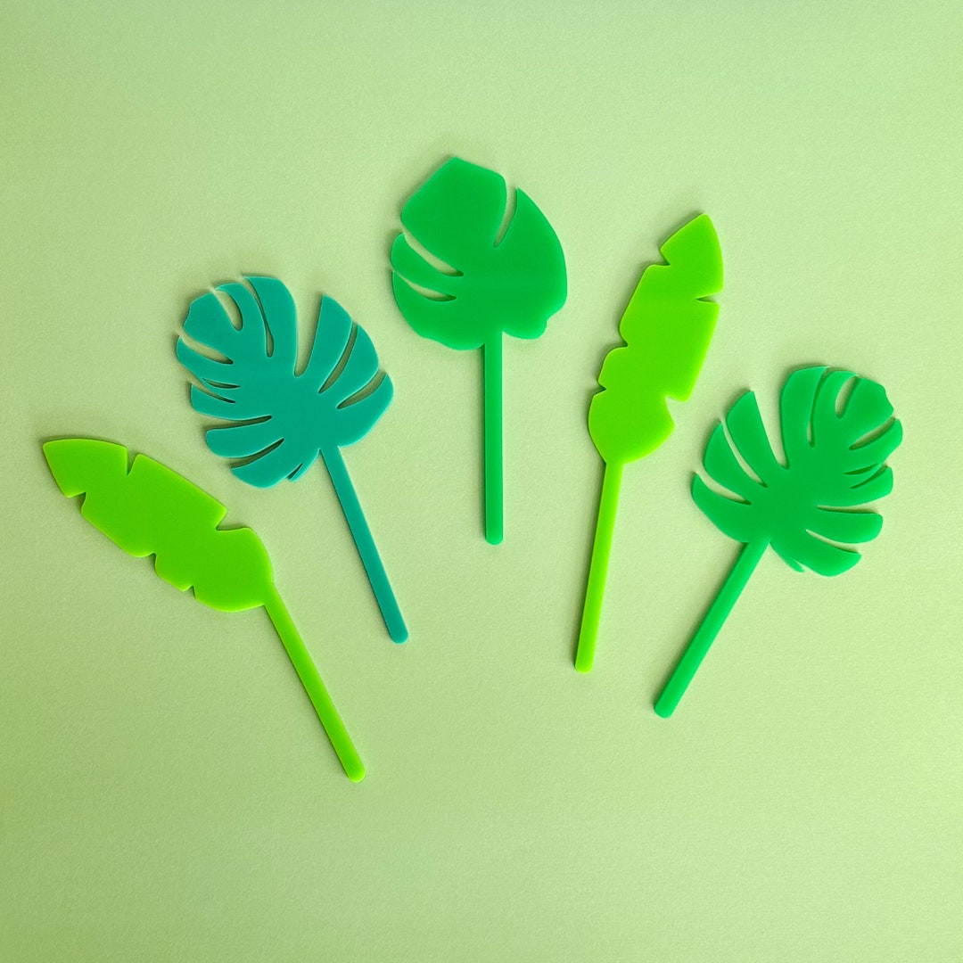Jungle Leaves Cake Topper Set Leaf Cake Topper Jungle Cake Toppers