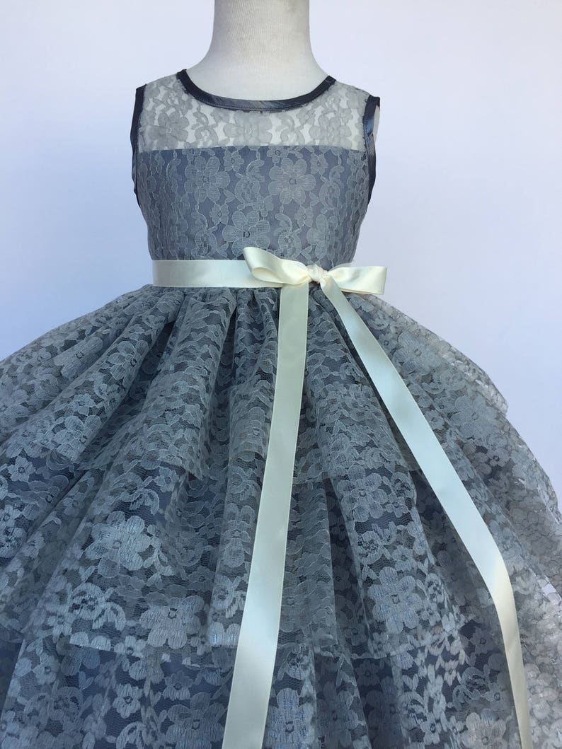 Charcoal Grey Flower Girl Dress
