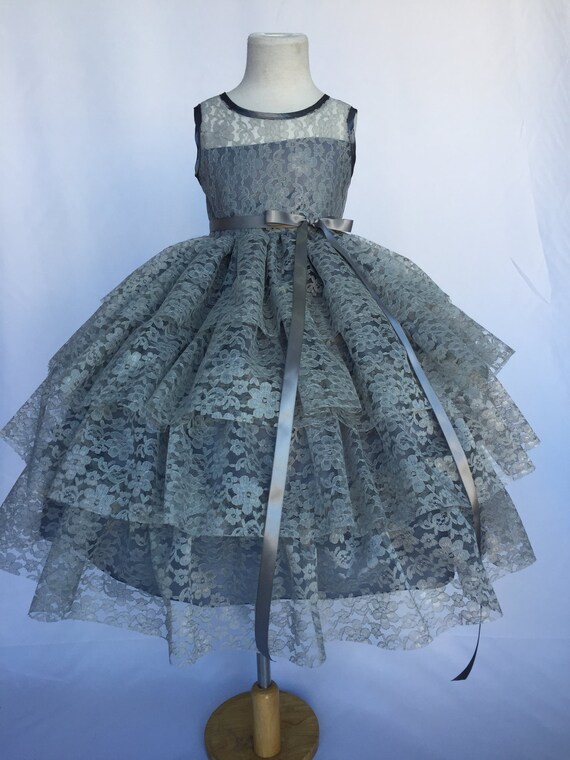 charcoal grey flower girl dresses
