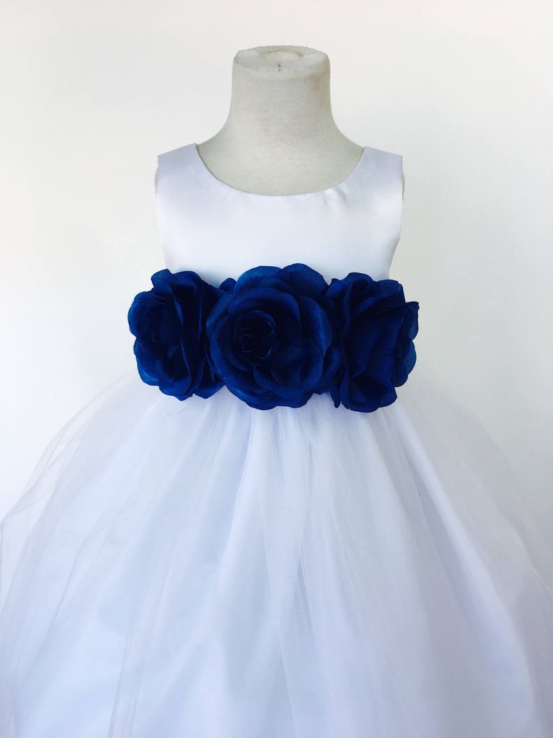 White Flower Girl Dress Wedding Bridesmaid First Holy Communion Choose Sash 1165