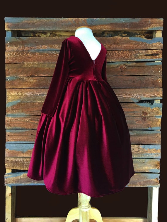 girls burgundy velvet dress