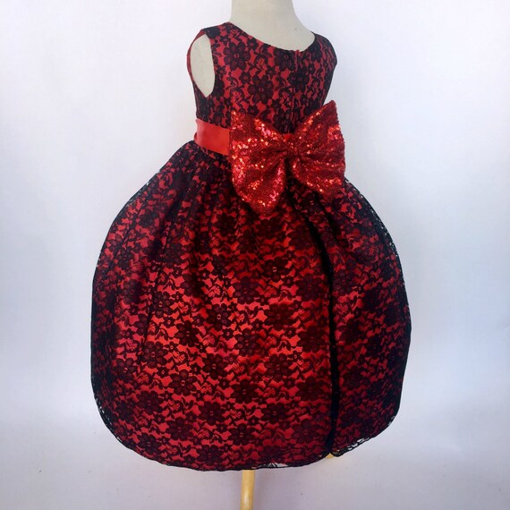 black lace dress with red lining