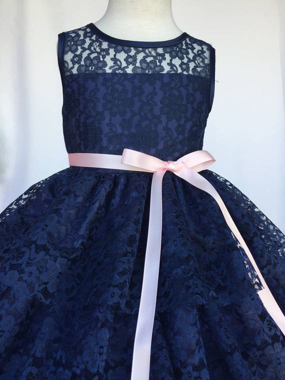 blush pink and navy blue dress