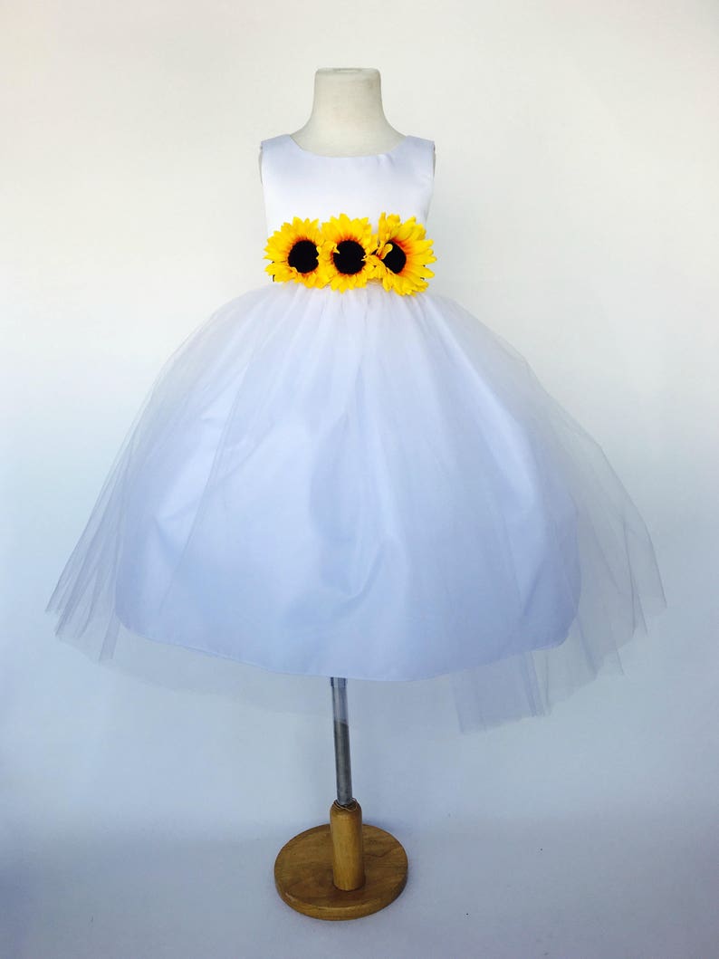 yellow and white flower girl dresses