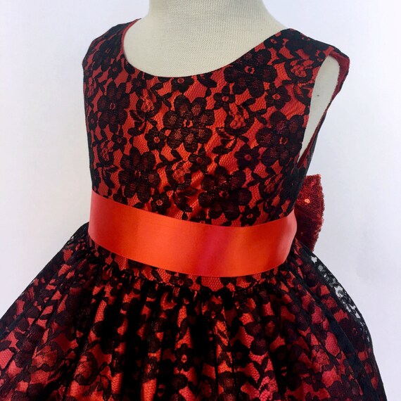 black lace dress with red lining