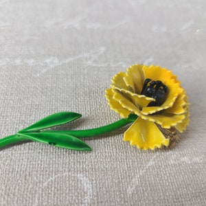 Vintage Yellow Enamel Flower Pin Brooch