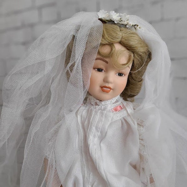 Porcelain Doll “Playing Bride'' by Maud Humphrey Bogart from Hamilton Collection, 1988