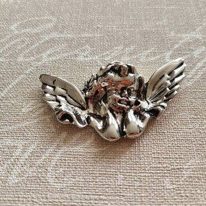 Silver Tone Angel Cherub Pendant 2.5&#39;&#39;
