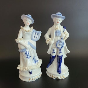 Victorian white and blue porcelain figurine - Etsy 日本