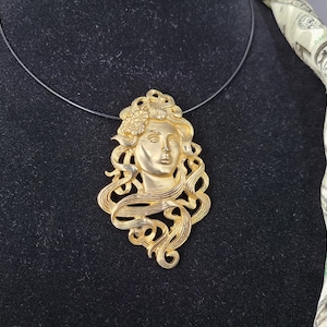 Gold Tone Goddess Brooch Pin