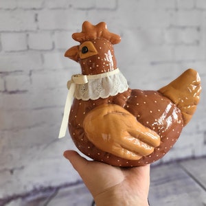 Kimple Hand Painted Glazed Ceramic Hen Chicken, 1985