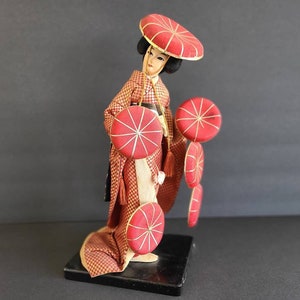 Vintage Geisha doll 60-70s  Silk Kimono, 13&#39;&#39; Total Tall #3