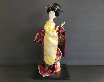 Poupée Geisha Statuette Geisha Japonaise Traditionnelle - Poupée Décorative En Résine Et Tissu - Décoration Table Poupée Japonaise Geisha