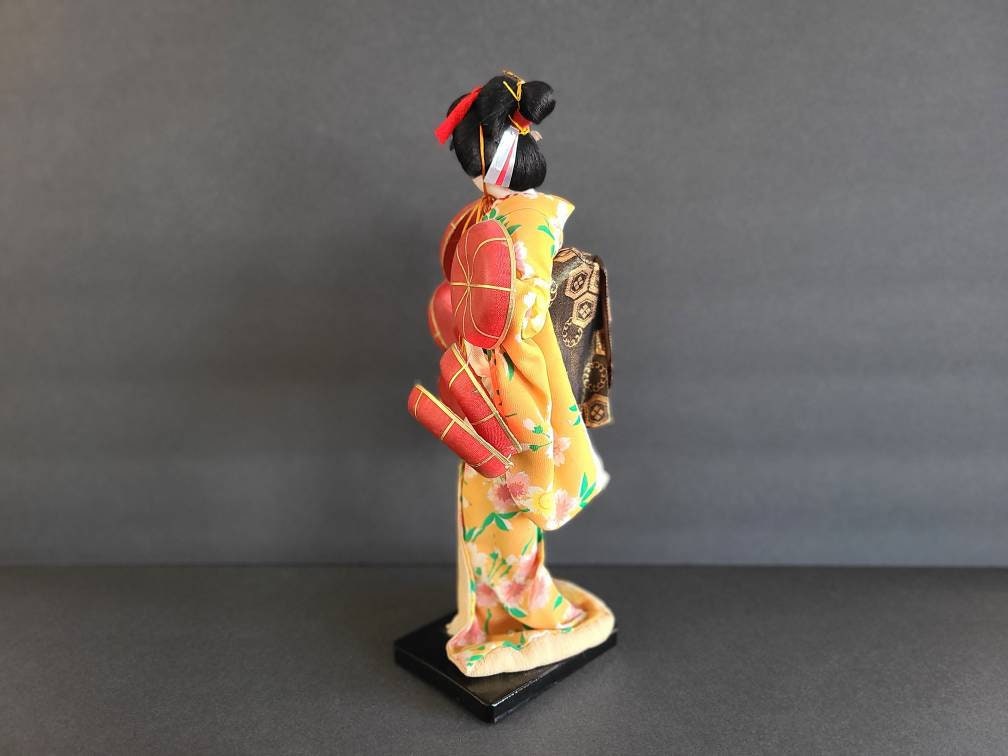 Vintage Geisha Doll in Orange Satin Kimono 196070s 6 Etsy