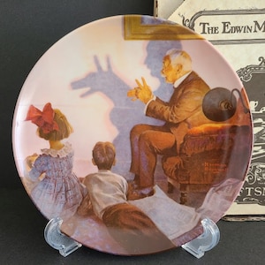 Edwin M Knowles Collectors Plate "The Shadow Artist" by Artist Norman Rockwell, 1987