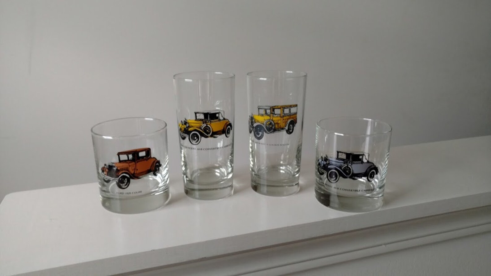 Vintage Drinking Glasses With Antique Ford Cars Set of 4 Etsy
