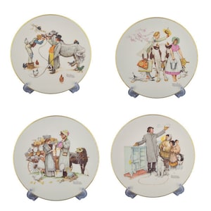 Gorham Collectibles Autumn-Horse Trader, Spring-Traveling Salesman, Summer-Country Pedlar, Winter-Expert Salesman Porcelain Plate, 1984