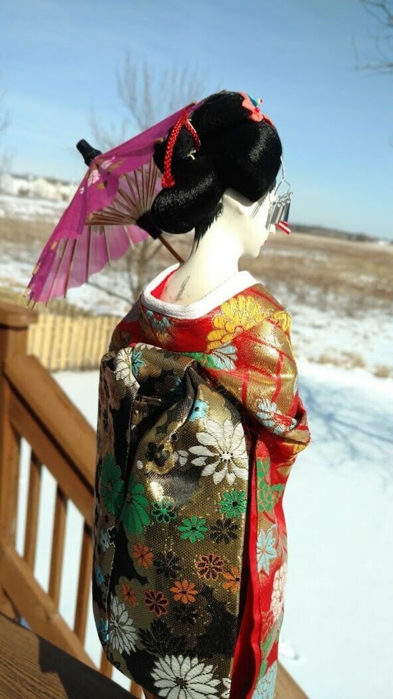 Vintage Geisha Doll Japanese Umbrella 16'' tall Geisha Etsy