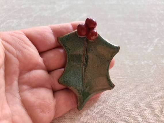 Vintage Handmade Ceramic Glazed Christmas Poinset… - image 6