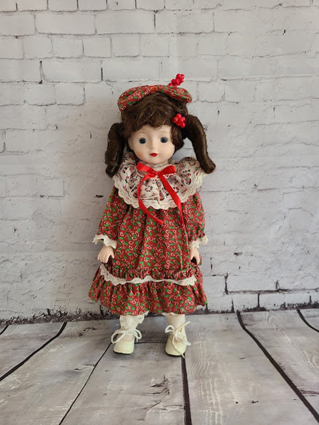 Vintage Porcelain Christmas Doll Etsy