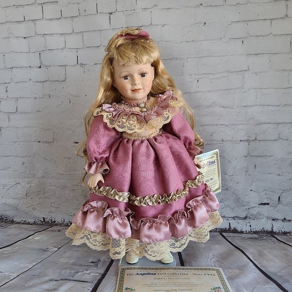 1998, Porcelain Doll, The Angelina Doll Collection by Angelina Visconti 16" H Doll, en caja original y COA