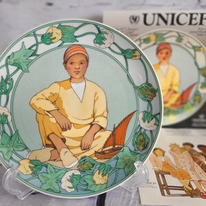 Heinrich Villeroy & Boch UNICEF Nos enfants No 11 « Egypte » Assiette en porcelaine, en boîte, fabriquée en Allemagne de l’Ouest