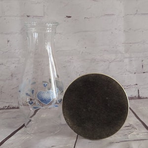 Vintage blauwwitte porseleinen voet orkaanlamp, kandelaar 13'' afbeelding 5