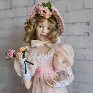 Dainty Bess by Bernice Mowry Porcelain 14&#39;&#39; ( 36.5 cm) tall Doll in Box,   Franklin Heirloom Dolls, 1998