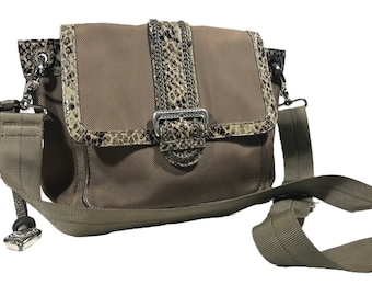 Brighton crossbody purse, Brighton purse, Brighton nylon canvas purse, Brighton crossbody canvas bag, Brighton snakeskin bag purse handbag