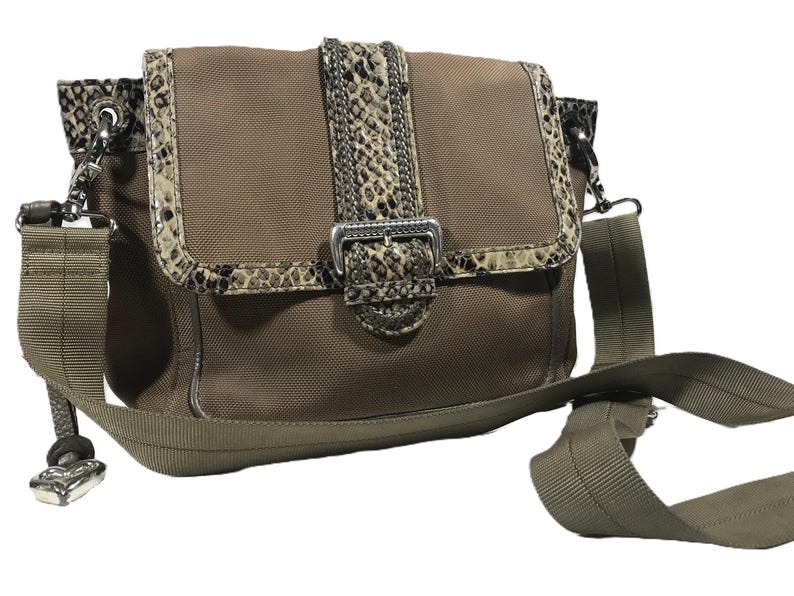 Bolso bandolera Brighton, bolso Brighton, bolso de lona de nailon Brighton, bolso bandolera de lona Brighton, bolso de mano de piel de serpiente Brighton imagen 1