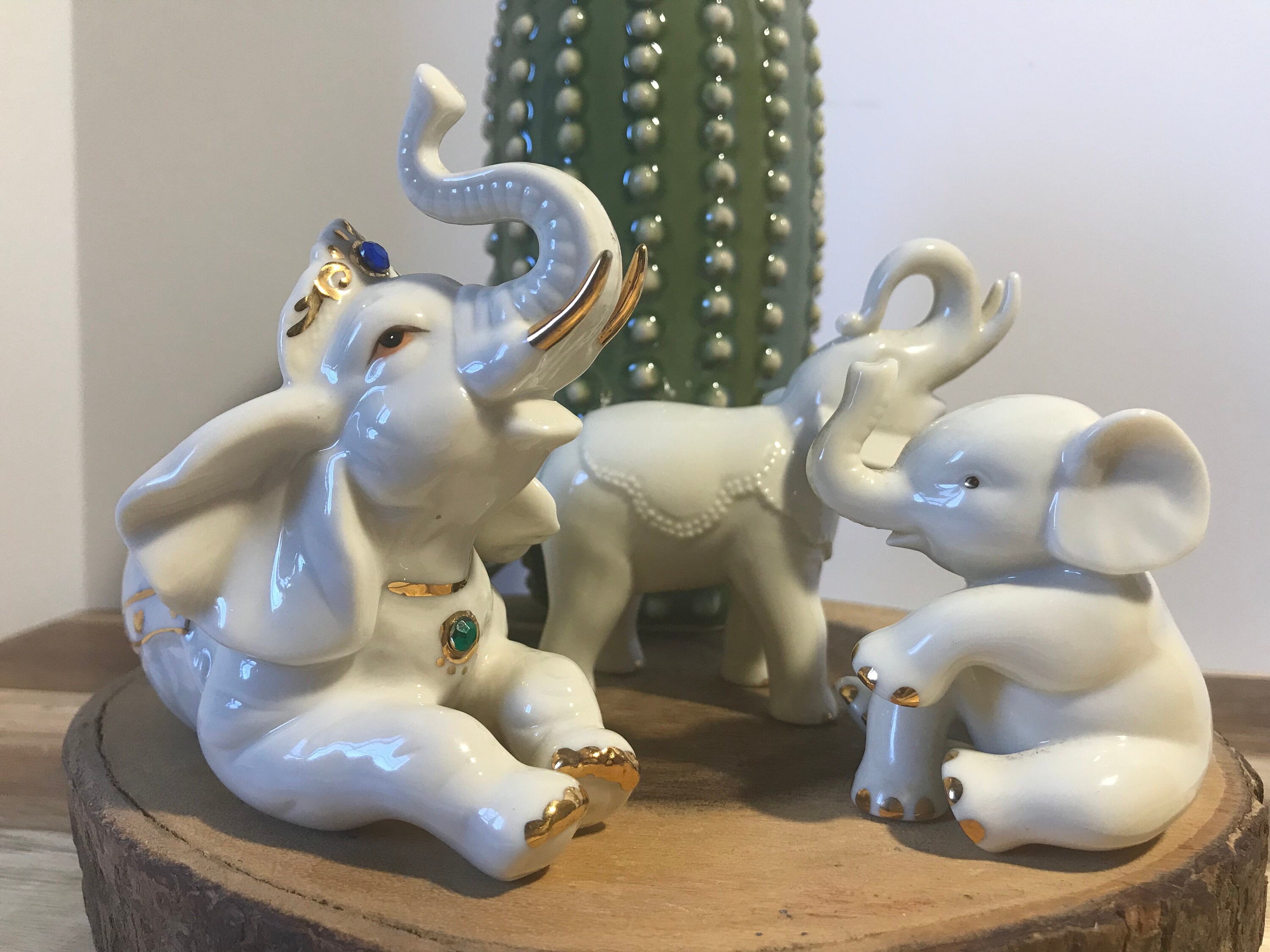 Vintage Porcelain Elegant White Elephant Figurines Vintage Etsy