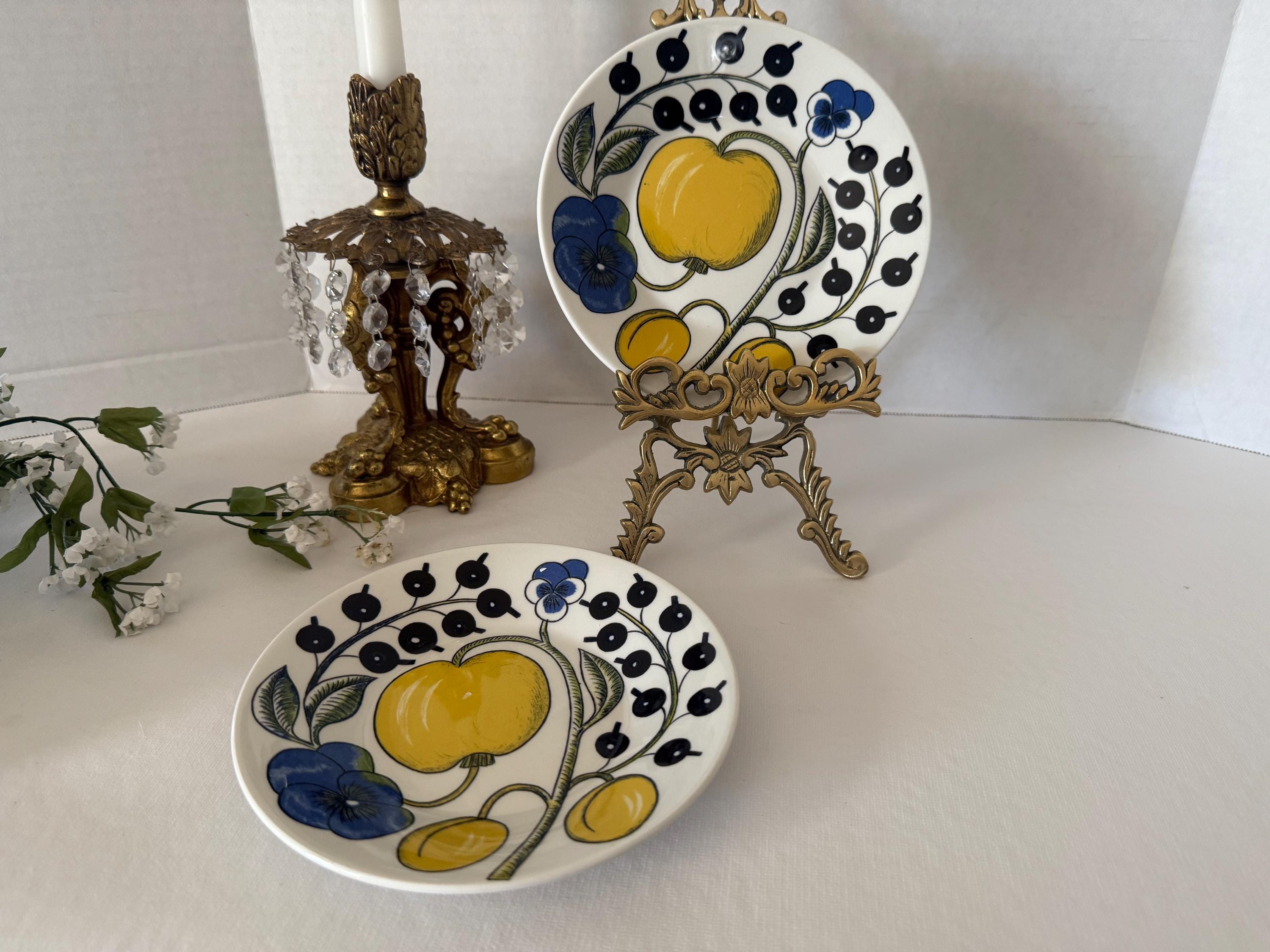old arabia ❀ モノトーンと金彩の 15.5 plate SET Arabia Dinnerware