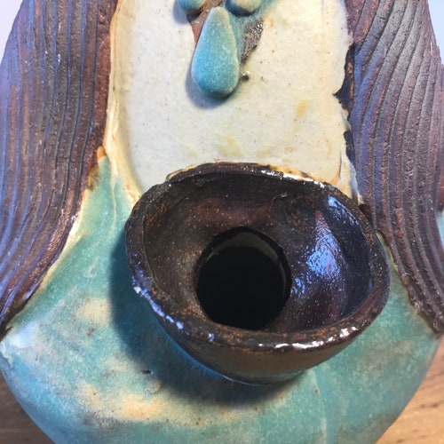 Vintage Native American ceramic statue Woman in Turquoise, signed, Vintage art pottery woman in shops turquoise figurine, Vintage Indian figurine