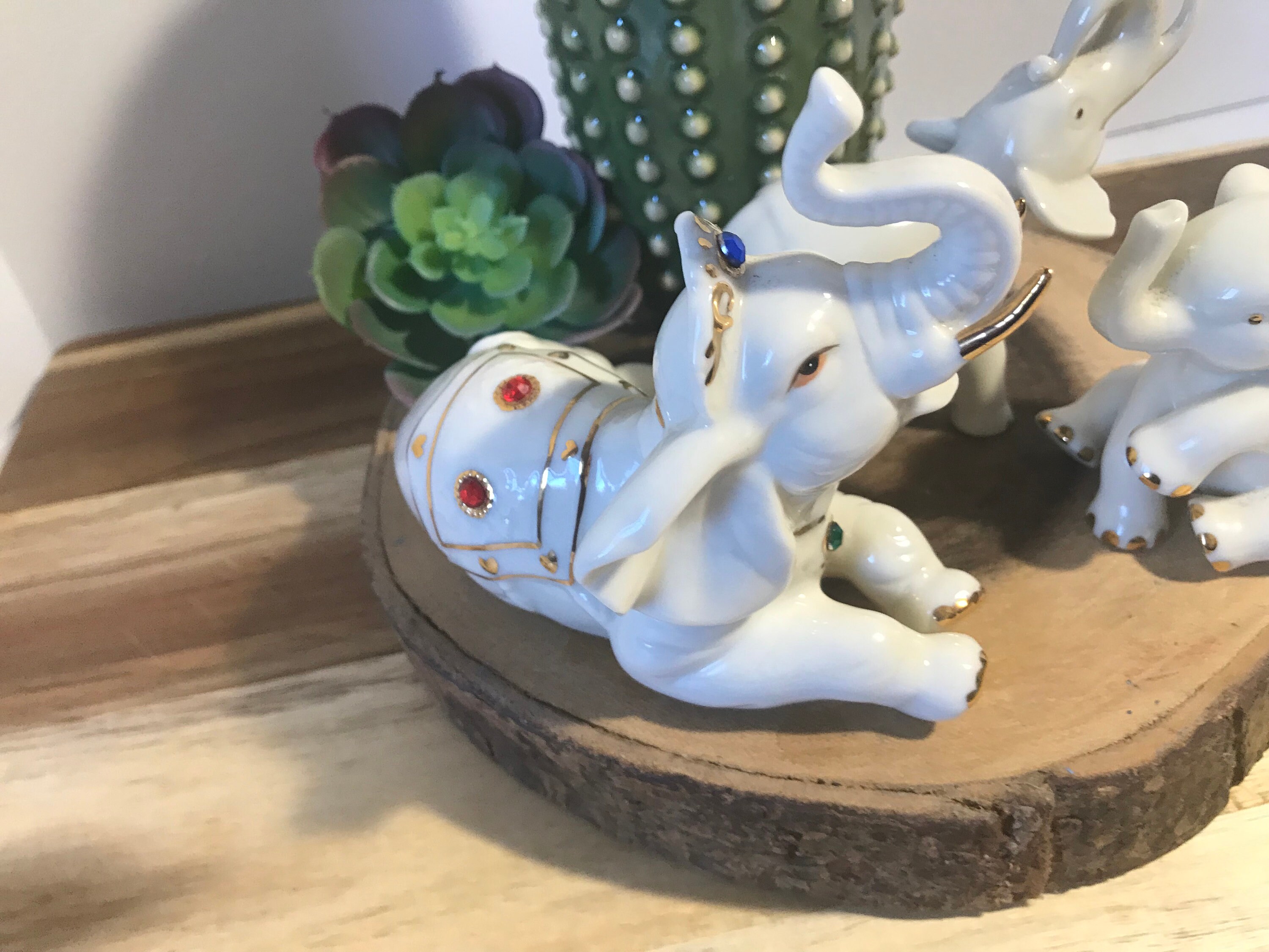 Vintage Porcelain Elegant White Elephant Figurines Vintage Etsy