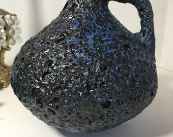 Marei Fat Lava 花瓶 l ミッドセンチュリー西ドイツ陶器、ブラック
