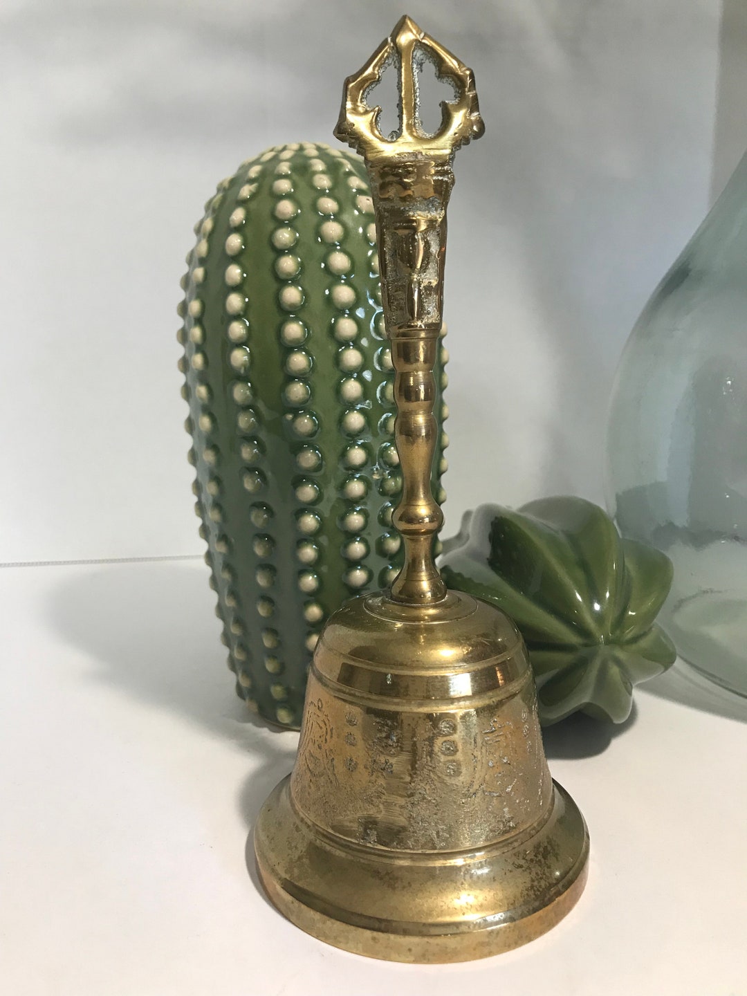 Vintage Antique Heavy Engraved Brass Captain's Bell With Beautiful ...