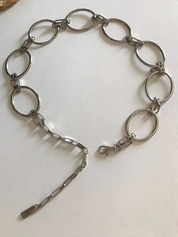 Vintage Chain Link Silver Belt Edwardian Sterling Silver Chain Link Belt, Henry Matthews  main image 3