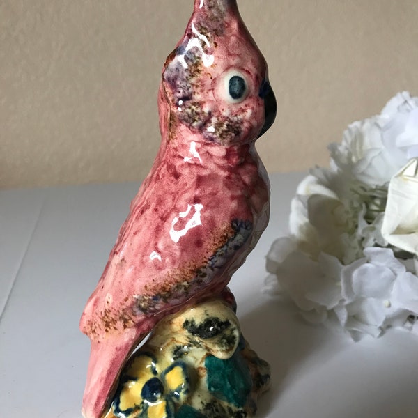 Vintage Stangl ceramic bird figurine, Vintage Stangl red Cockatoo ceramic figurine, Vintage Stangl pottery, Vintage Stangle ceramic figurine