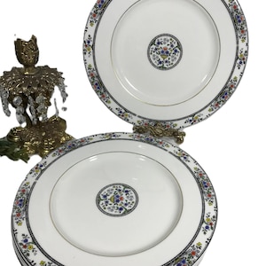 Platos vintage Royal Doulton Tavistock azules y blancos de 10,5", vajilla de porcelana fina Royal Doulton vintage con patrón Tavistock de 8". Plato de entrada.