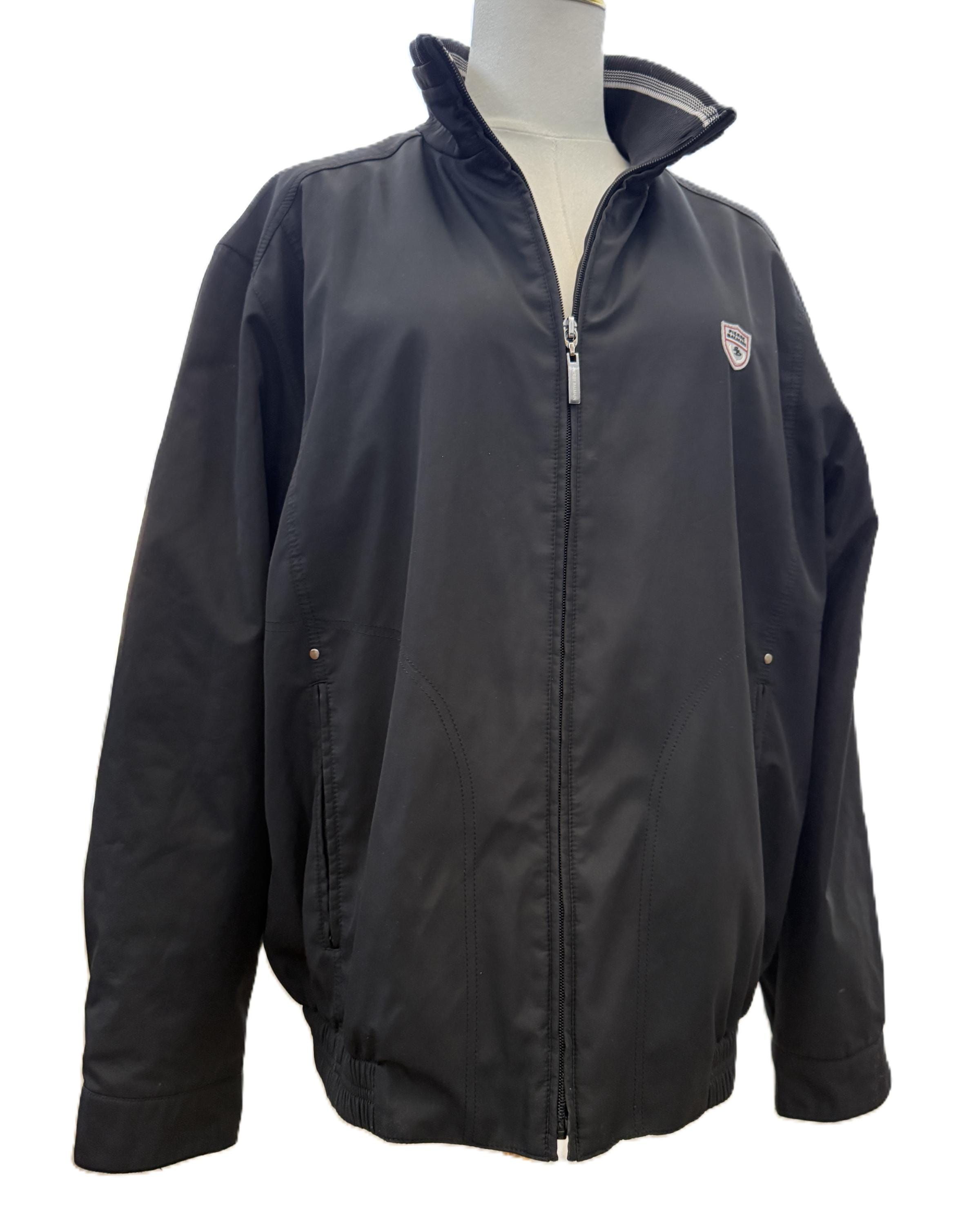 PIERRE BALMAIN vintage ボンバージャケット 総柄　L Vintage Pierre Balmain Black Bomber Jacket, Zip Front Designer
