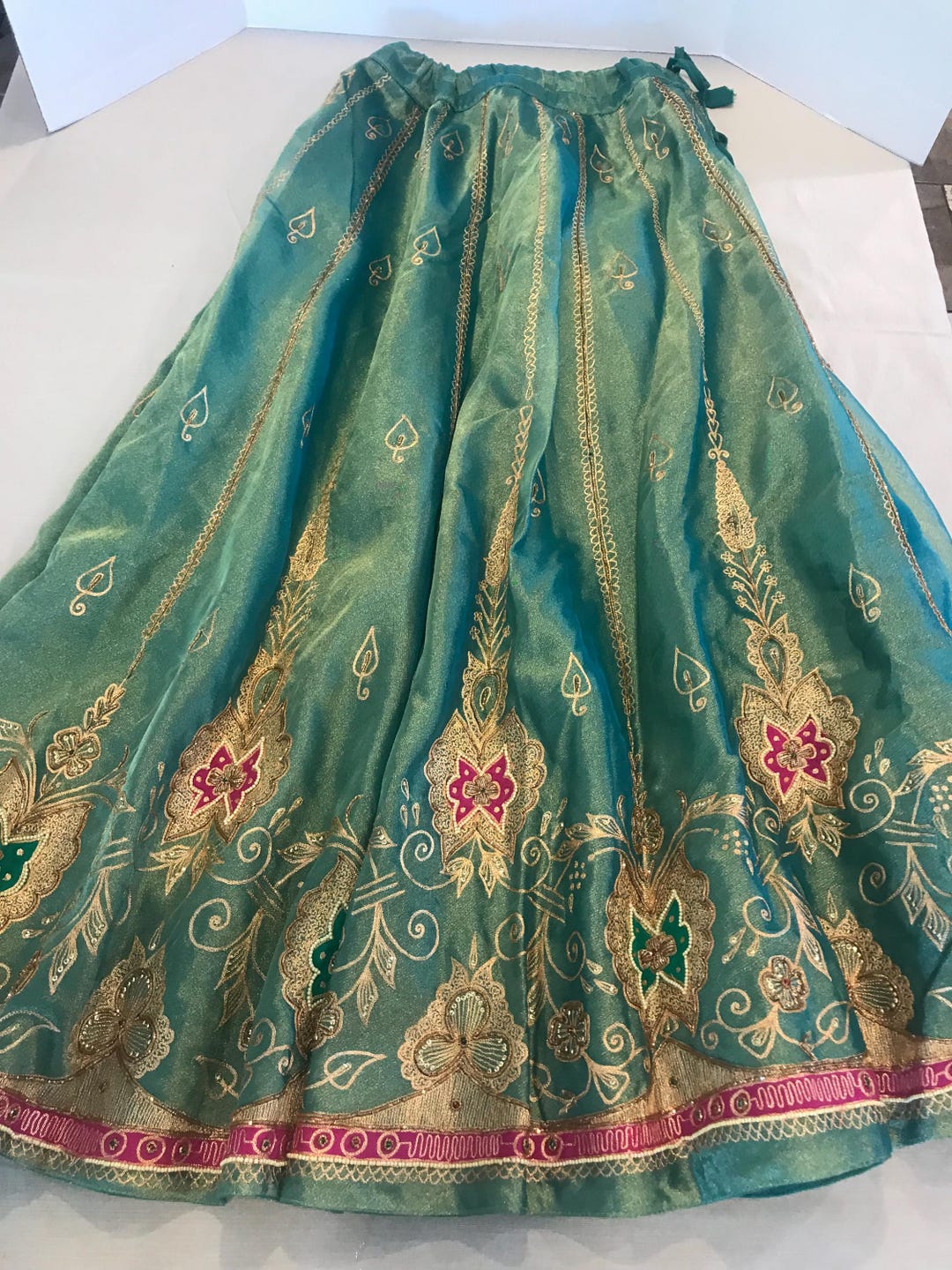 Green Long Embroidery Skirt main image 1