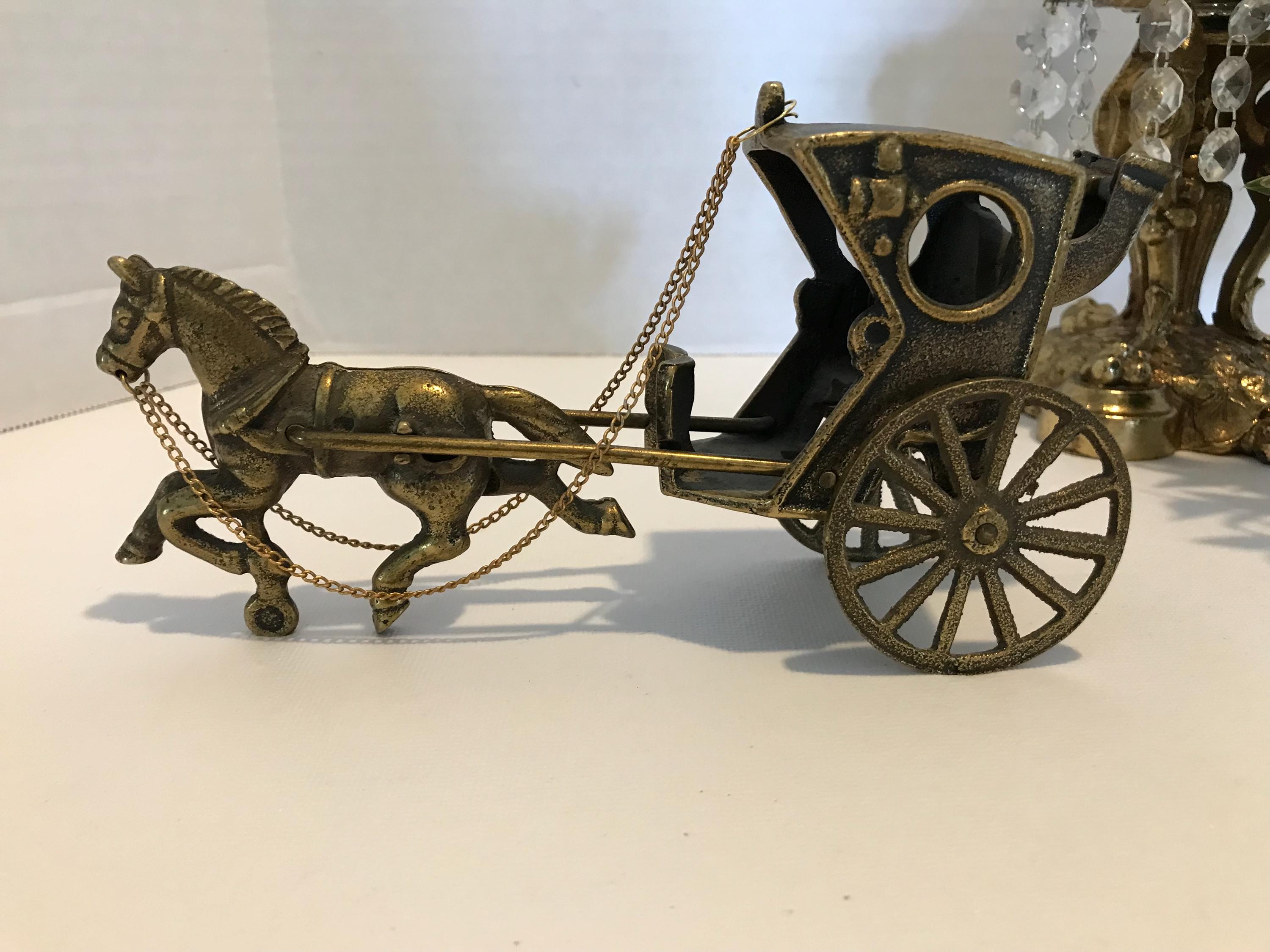 ヴィンテージ真鍮製馬と馬車の置物 | 馬車像 | オフィスや棚の装飾