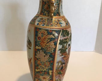 ヴィンテージ シノワズリ スタイル 薩摩焼 10 インチ花瓶