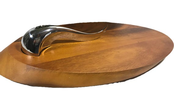 Nambe Wood Tray Cheeseboard, Nambe Oval Wood Charcuterie Board and